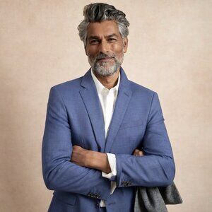 Banana Republic Marzotto Slim Suit Jacket 44R 46R Blue Sharkskin Blazer Italian